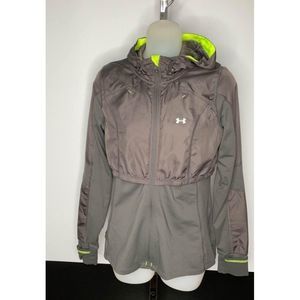 SMALL Womens Under Armour running jacket semi fitted coldgear full zip black vol